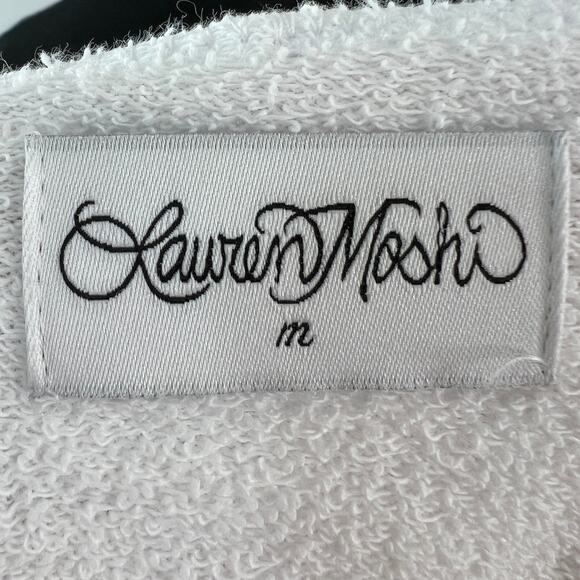 Lauren Moshi White Yellow Sweatshirt Happy Daisy Peace Crew Neck Sz Medium NEW - Picture 9 of 13